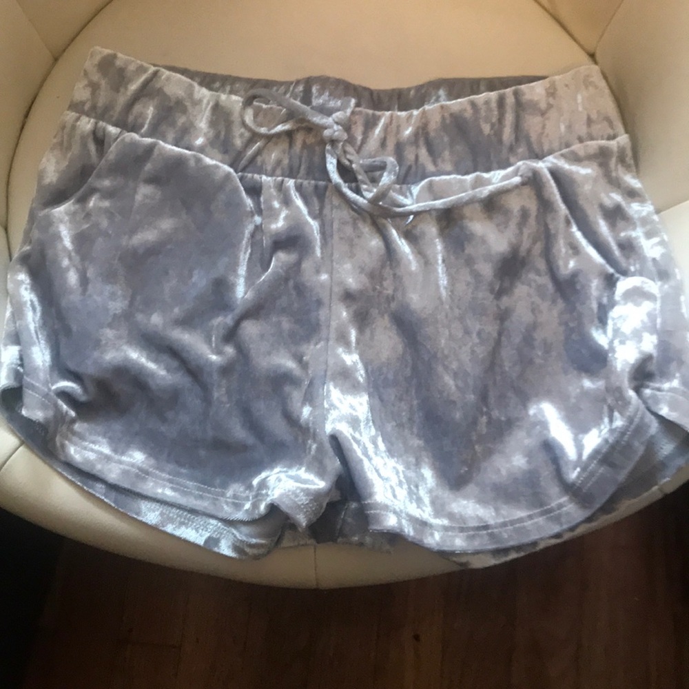 Silver velvet shorts